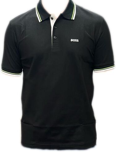 BOSS Mens Polo Performance Fabric Double Striped Collar Paddy PRO 50249000 (US, Alpha, Medium, Regular, Regular, White) in Saudi Arabia