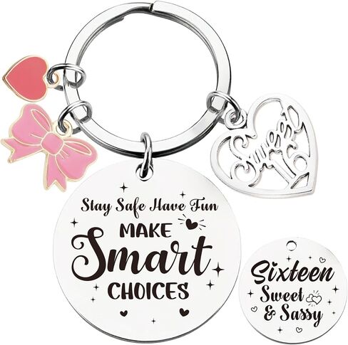 Sweet Sixteen New Driver Keychain - 16 Years Old Girl Gifts Sweet and Sassy Keyring for Teen Friends Birthday Christmas in Saudi Arabia