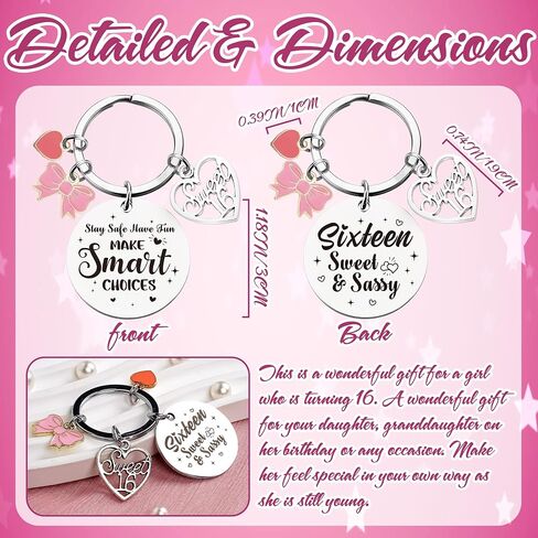 Sweet Sixteen New Driver Keychain - 16 Years Old Girl Gifts Sweet and Sassy Keyring for Teen Friends Birthday Christmas in Saudi Arabia