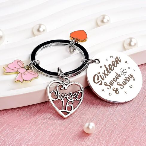 Sweet Sixteen New Driver Keychain - 16 Years Old Girl Gifts Sweet and Sassy Keyring for Teen Friends Birthday Christmas in Saudi Arabia