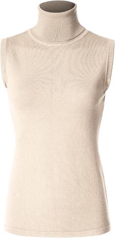 Women's Sleeveless Turtleneck Soft Stretchable Pullover Knit Sweater Top in Kuwait