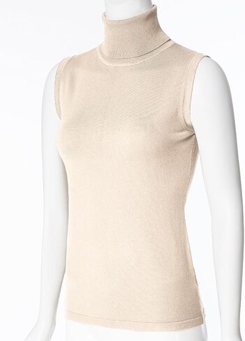 Women's Sleeveless Turtleneck Soft Stretchable Pullover Knit Sweater Top in Kuwait