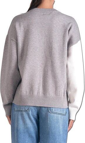 ELAN Women's Love Colorblock Long Sleeve Pullover Sweater in Kuwait