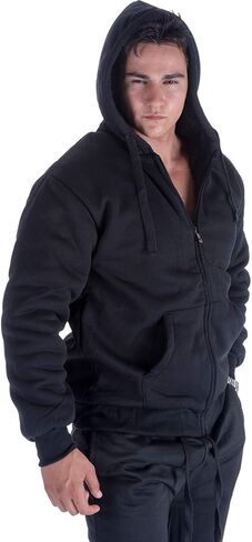 Hoodies for Men Winter Warm Heavyweight Sherpa Lined Fleece Zip Up Hoody Jacket in Saudi Arabia