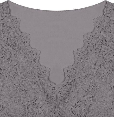 REORIA Womens Sexy V-Neck Long Sleeve Shirts Double Lined Slim Fitted Trendy Lace Y2K Going Out Crop Top in Saudi Arabia
