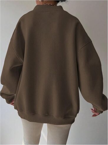 GORGLITTER Women's Casual Long Sleeve Oversized Sweatshirt Solid Loose V Neck Pullover Tops in Saudi Arabia