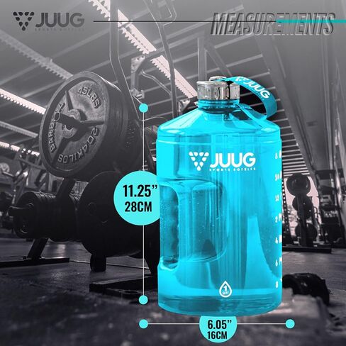 زجاجة مياه سعة 1 جالون من JUUG مع أوقات للشرب - إبريق ماء جالون بمقبض - زجاجة خالية من البيسفينول A مانعة للتسرب سعة 128 أونصة للياقة البدنية في صالة الألعاب الرياضية - زجاجة مياه سعة جالون واحد مع علامات وقت تحفيزية in Saudi Arabia