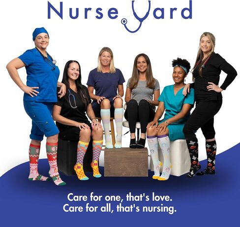Nurse Yard Compression Socks for Nurses - Women & Men - 20-30mmHg Graduated Compression, For Medical Staff, Athletes - 1 Pair in Kuwait