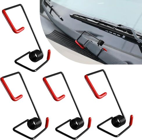 طقم معزز ممسحة السيارة مكون من 4 قطع، زنبرك ضغط صامت متعدد الوظائف لتحسين الرؤية في المطر والثلج، أداة سحب ذراع الممسحة مع قطعة قماش للتنظيف، عالمية لمعظم شاحنات السيارات (أسود) in Kuwait