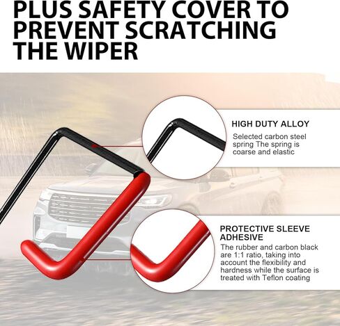 طقم معزز ممسحة السيارة مكون من 4 قطع، زنبرك ضغط صامت متعدد الوظائف لتحسين الرؤية في المطر والثلج، أداة سحب ذراع الممسحة مع قطعة قماش للتنظيف، عالمية لمعظم شاحنات السيارات (أسود) in Kuwait