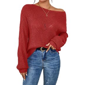 Womens Oversized Lightweight Off The Shoulder Sweater Fall 2024 Sexy Crochet Knit Hollow Out Pullover Tops