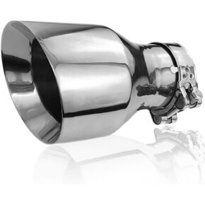 Exhaust Tip 2.5 Inlet to 4 Inch Outlet 7"Length 304 Stainless Steel Exhaust Tip,Universal for Vehicles with 2.5" O.D. Exhaust Tailpipe Tip,Polished Double Wall Slant Cut Chrome Black
