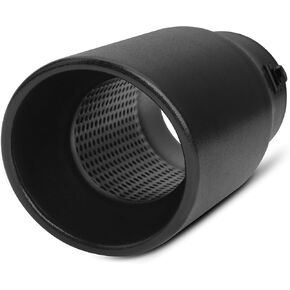 1.5"-2.5" Inlet Adjustable Diesel Exhaust Tip, 4" Outlet 9" Overall Length Double Wall Stainless Steel Tail Pipe fit for 1.5"/ 1.75"/ 2.0"/ 2.25"/ 2.5" OD Tailpipe, Bolt-On, Black