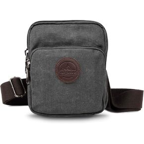 Ama Dablam 16oz Canvas Cotton Crossbody Bag w/Many Pockets | Durable Zippers | Adjustable Straps | For Travel, Gym & Daily