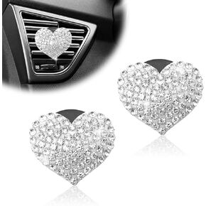 2Pcs Car Air Vent Clip Charms, Crystal Heart Car Air Fresheners Vent Clips, Bling Car Accessories for Women, Car Interior Decor Cute Car Accessories(Bling Heart)