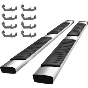 Cartman 6 Inches Running Board (Compatible with 2019-2024 Chevy Silverado/GMC Sierra 1500, 2020-2024 Silverado/Sierra 2500HD 3500HD Crew Cab Side Steps Nerf Bars (Excl. 2019 1500 LD) Bracket ×8