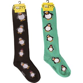 Foozys Women’s Winter Novelty Casual Knee High Socks | Cute Penguins (2 Pairs)