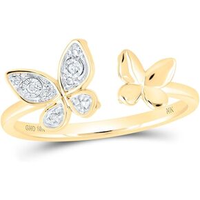 Jewels By Lux 10K White Or Yellow Or Rose Gold Womens Round Diamond Butterfly Ring, Womens Size: 5-10
