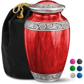 Cremation Urns for Human Ashes - Waterscapes Red Large Decorative Urn for Adult Men & Women - Burial Urns for Adult Human Ashes