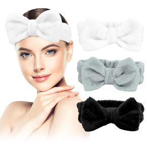 Spa Headbands For Girls Makeup 3pcs Skincare Headband For Washing Face Valentines Day Gifts For Teen Girls Trendy Headbands Bow Headband Skin Care For Teenage Girl Gifts Cute Stuff For Teens