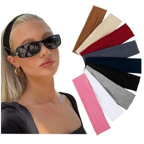 Multicolor Soft Fabric Headbands for Women - Elastic Non-Slip Head Bands, Fashion School Hair Accessories, 9 Pack