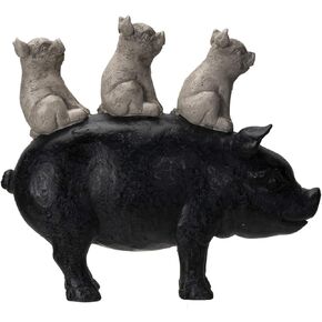 Pacific Giftware Animal Farm Barnyard Stacked Piglets on Pig Resin Figurine Statue