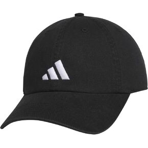 adidas Men's Ultimate Hat Relaxed Crown Adjustable Fit Strapback Cotton Baseball Cap, Black/White