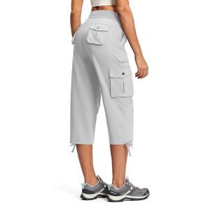 Women's 21" Cargo Capris with 8 Pockets Lightweight Quick Dry Capri UPF 50+ Hiking Travel Casual Outdoor Pants