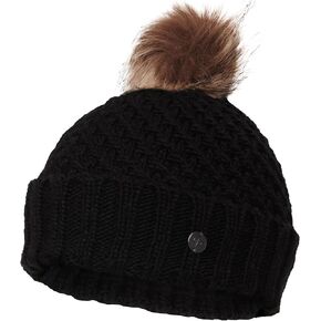 Roxy Women's Blizzard Beanie - Chunky Knit Winter Hat with Faux Fur Pom, Fleece-Lined