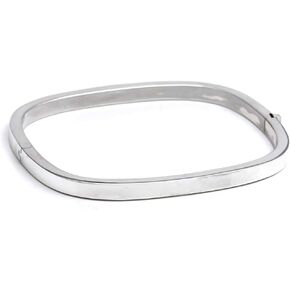 Silverly Women's 925 Sterling Silver 4 mm Square Hinged Stackable Bangle Bracelet