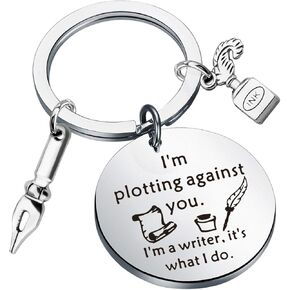 CENWA Writer Gift Writer Keychain I'm Plotting Against You Keychain Gifts for Writer, Novel Writer, Author