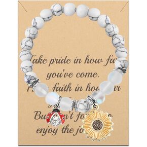 FUSTMW Ladybug Pendant Bracelet Ladybug Gifts Jewelry Ladybug Bracelet Charm Inspirational Gifts for Women (sunflower)