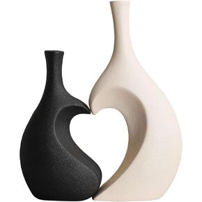 Jessie Ceramic Vase for Flowers, Minimalist Nordic White Vases Decorative Modern Farmhouse Heart Vase Boho Flower Vase for Entryway Bookshelf Home Living Room Office Decor