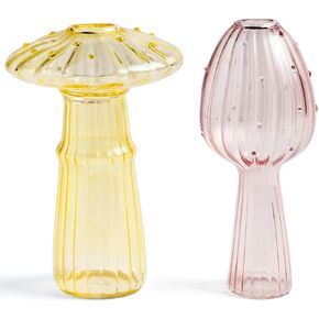 2 Pack Mushroom Propagation Vase, Delicate Flower Vase Cottagecore Room Decor Hydroponic Bud Vase Unique Glass Vase for Home Kitchen Office Christmas Decorations