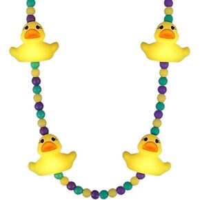 blinkee Light Up Squeezable Rubber Duck Charms Beaded Necklace
