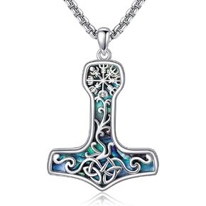 Thor Hammer Necklace Sterling Silver Mjolnir Celtic Pendant Nordic Viking Jewelry For Men Women