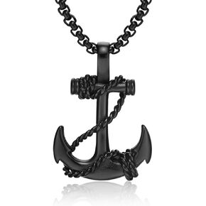 Anchor Necklace for Men,Vintage Pirate Necklace,Gothic Stainless Steel Pendant,Punk Anchor Chain Jewelry for Women