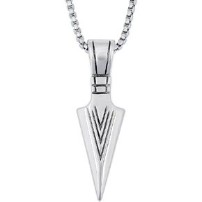 HAQUIL Arrowhead Necklace, Stainless Steel Arrowhead Pendant, Box Chain, Fashion Statement Jewelry Gift for Men