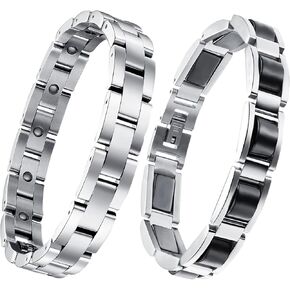 Feraco Magnetic Bracelet for Men Titanium Steel Magnetic Bracelet for Men Powerful Magnets Adjustable