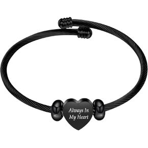 zeqingjw Heart Cremation Bracelet for Ashes Stainless Steel Urn Bangle Bracelet Memorial Keepsake Ash Jewelry for Women Men