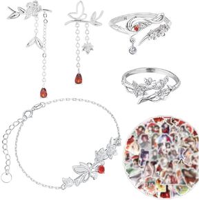 Zaky Heaven Official's Blessing Cosplay Jewelry Set - Tian Guan Ci Fu Earrings Hua Cheng Ring Xie Lian Bracelets Character Sticker 14 PCS