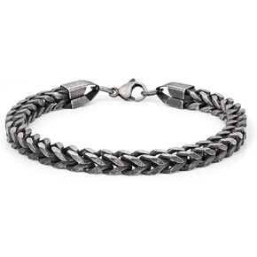 Mens Bracelet Stainless Steel Franco Chain Cable Chain Cuban Link Bracelet for Men Women with Toggle/Lobster Clasp Bracelets for Men Gunmetal/Silver 7.5/8/8.5Inch Gift for Men