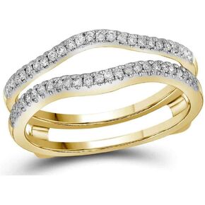 14K Yellow Gold Womens Diamond Guard Wrap Solitaire Enhancer 1/4 Cttw For Womens Engagement Wedding Anniversary Ring Band