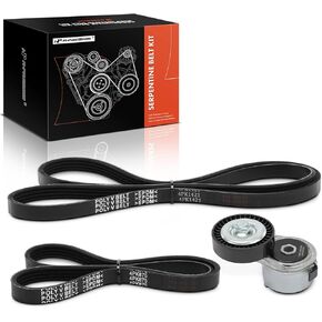 A-Premium Engine Serpentine Belt Drive Kit with Tensioner Compatible with Chrysler PT Cruiser 2001 2002, 2.4L, 3-PC Set