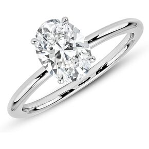 MAX + STONE 3 Carat Oval Cubic Zirconia Solitaire Engagement Ring for Women |Simulated Diamond Ring | 14k Gold Engagement Ring | Yellow Gold CZ Engagement Ring
