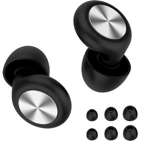 Ear Plugs, Noise Reduction earplugs for Sleeping, Snoring, Loud Noise, Traveling, Construction, & Studying, 8 Ear Tips in XS/S/M/L - Black