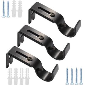 3 PCS Adjustable Curtain Rod Brackets 1 Inch Heavy Duty Adjustable Window Rod Holders Adjustable Drapery Rod Holders Curtain Rod Support with Screws for 1 Inch Rod (White)