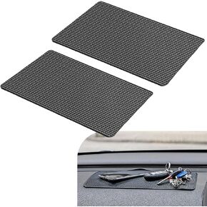 2 PCS Car Anti-Slip Fixed Mat, Car Ornaments Multifunctional Mat, Center Console Instrument Built-in Mat, Universal for Most Cars (Black)