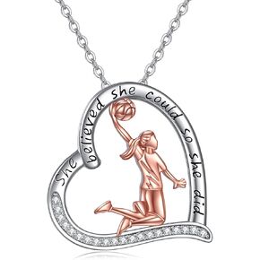 YFN Sports Jewelry Gifts for Women Sterling Silver Softball Baseball Golf Basketball Volleyball Pendant Necklace for Softball Lovers and Fans Jewelry Gifts