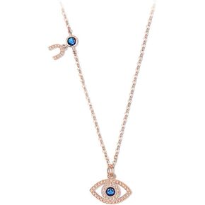 14K Gold Moissanite Evil Eye Necklace, Sapphire Necklace for Women, Evil Eye Pendant, Gift for Her